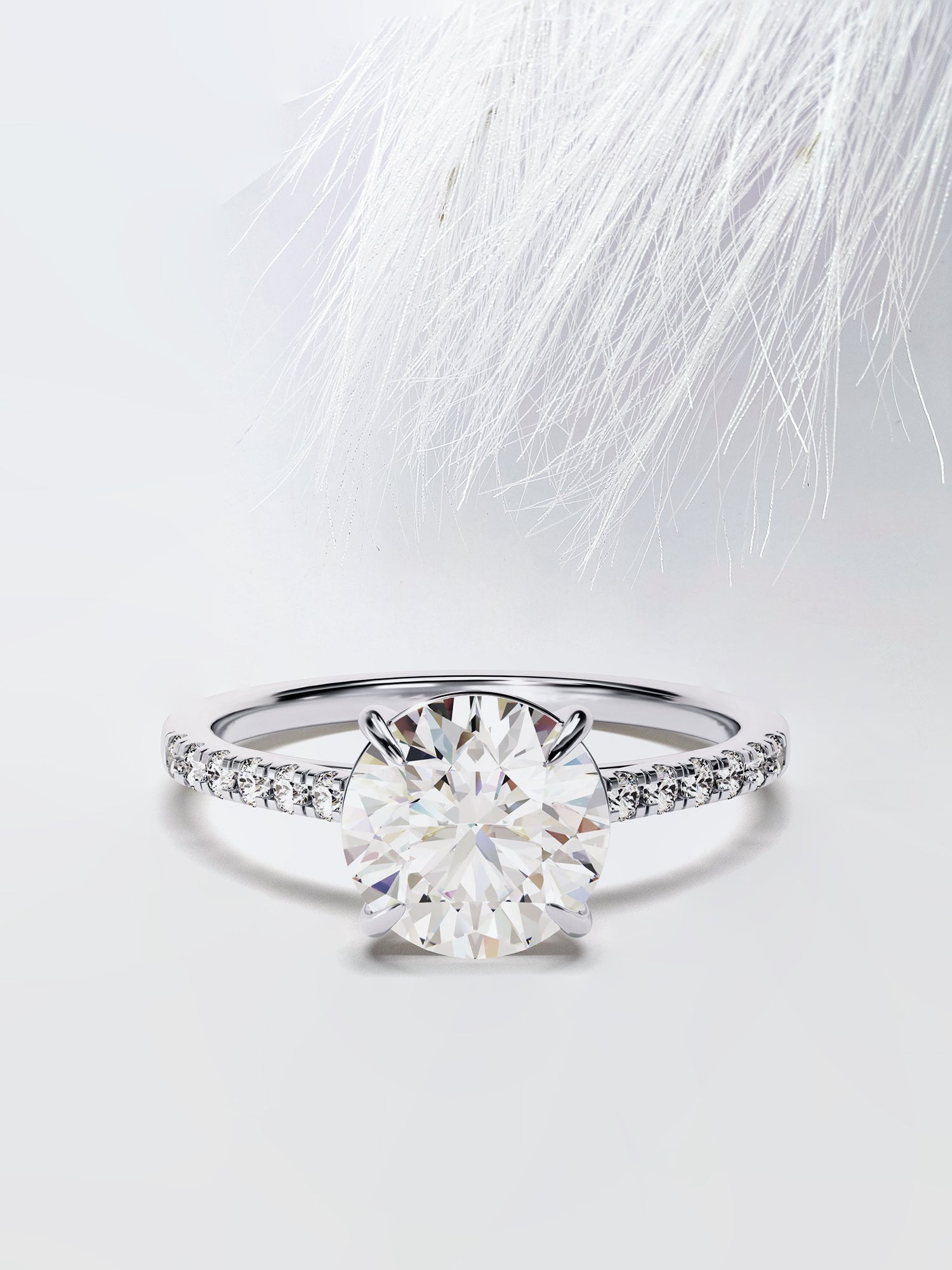 Round Cut Moissanite Pave Diamond Engagement Ring For Women