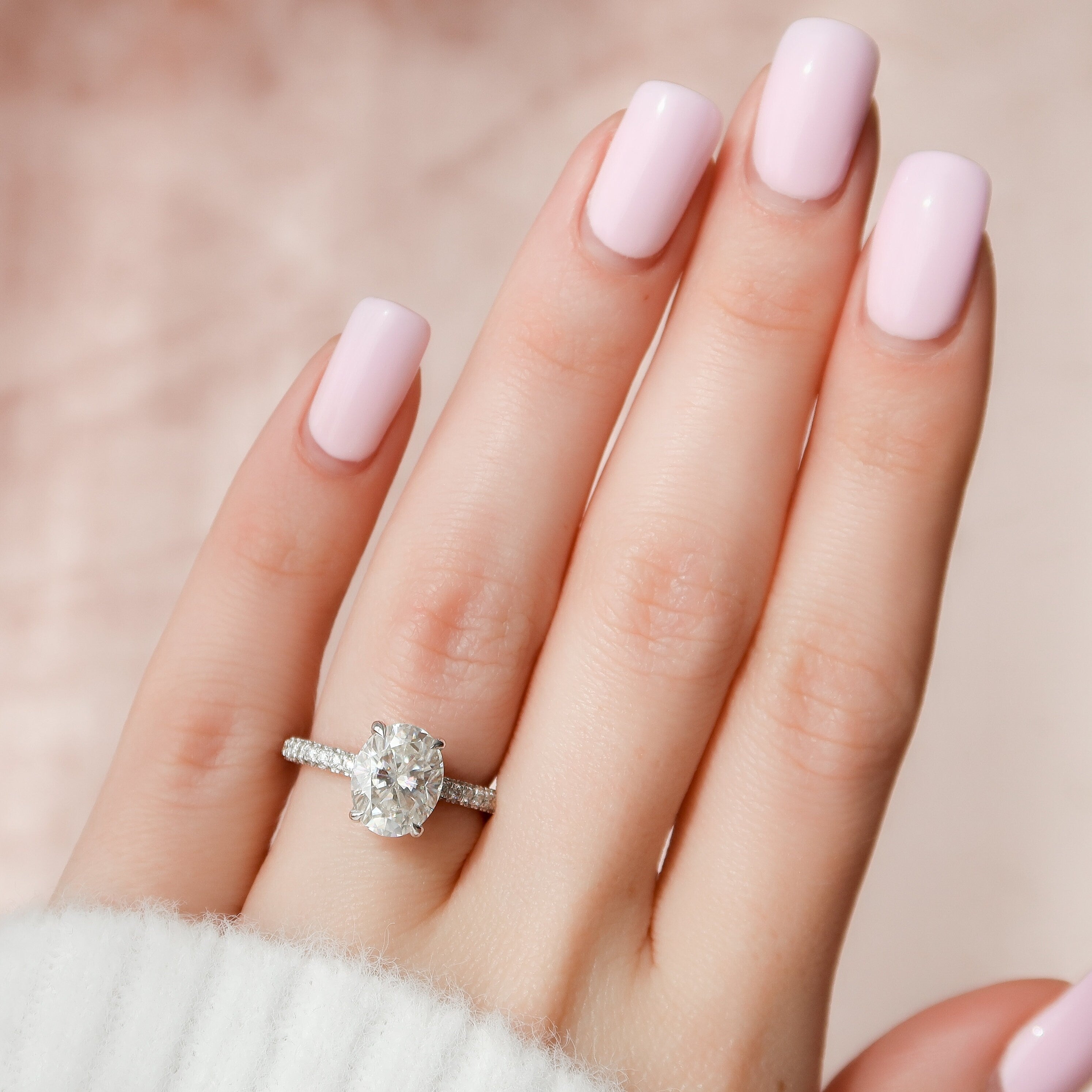 Oval Hidden Halo Engagement Ring