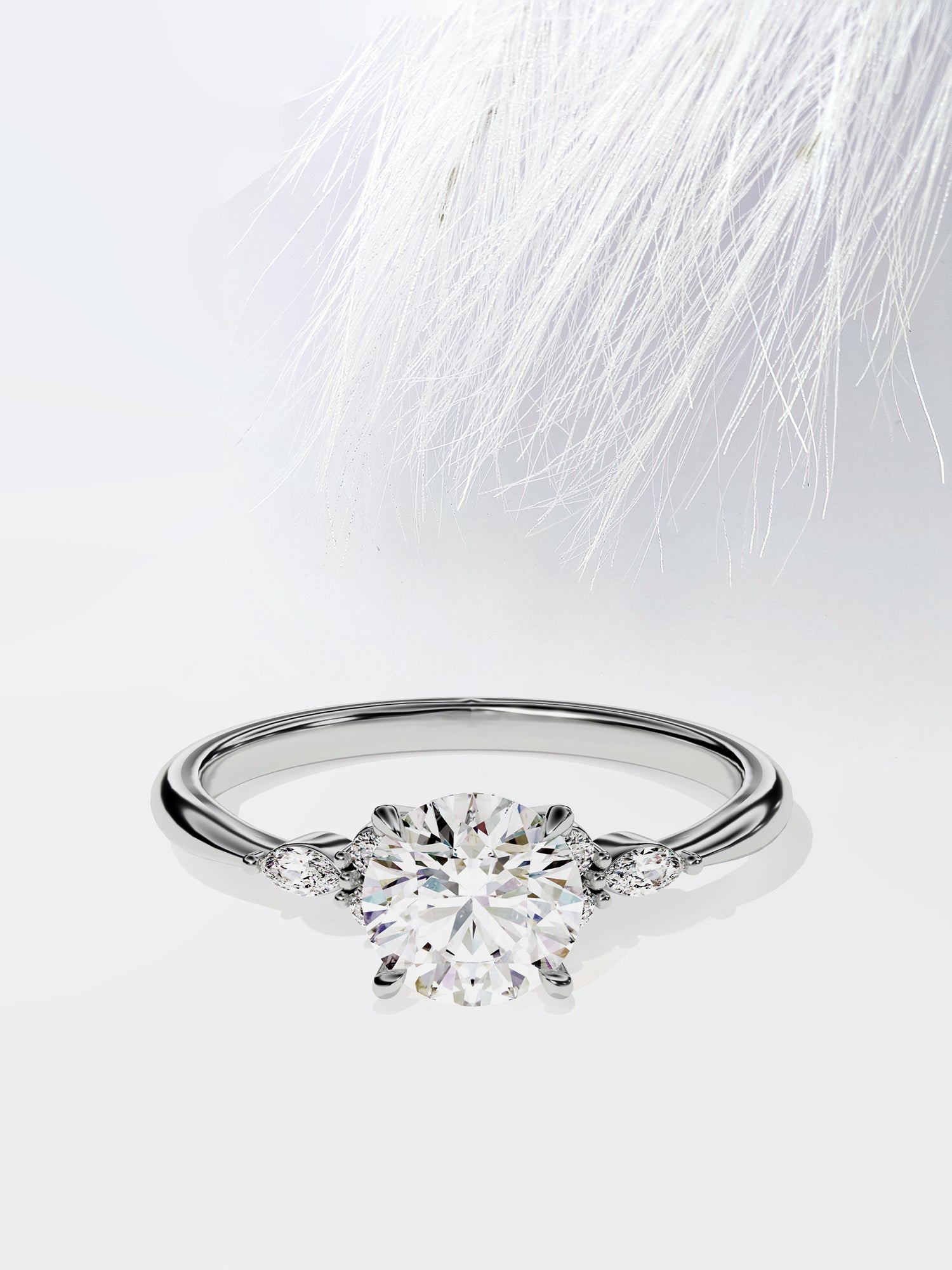 Round Cut Moissanite Cluster Diamond Engagement Ring For Her