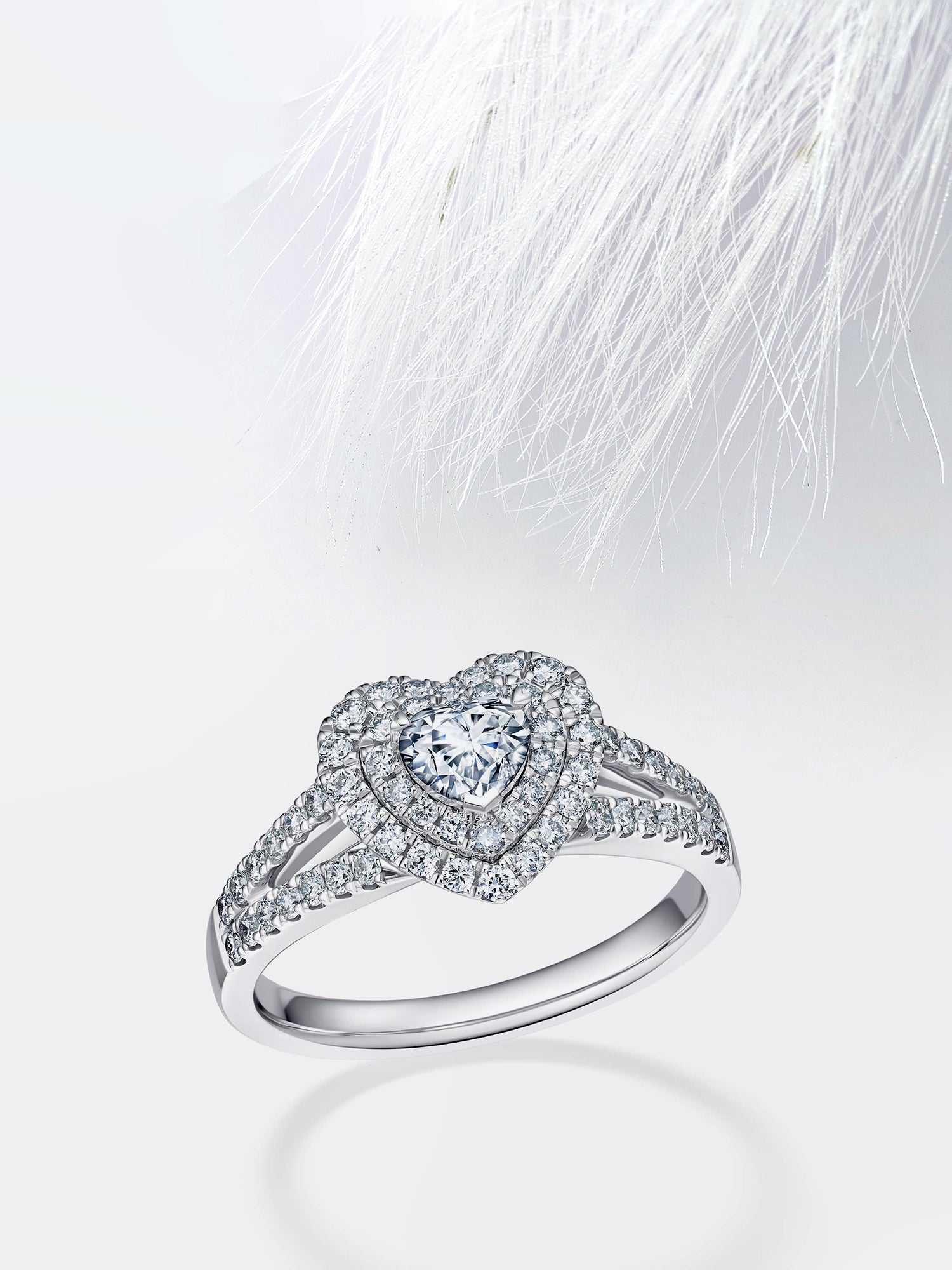 Heart Moissanite Split Shank Diamond Engagement Ring For Women