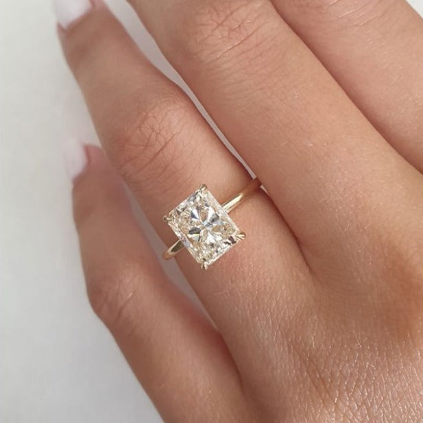 2.0CT Radiant Hidden Halo Moissanite Diamond Engagement Ring For Women