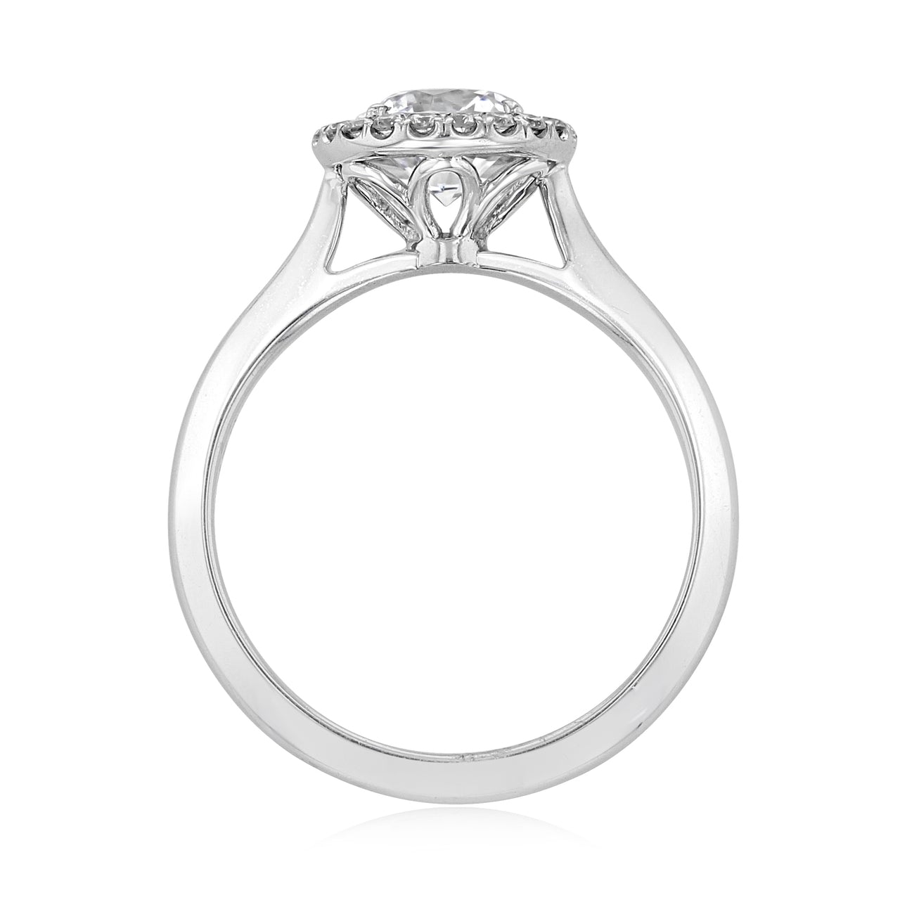 1.0CT Cathedral Set Round Moissanite Diamond Halo Engagement Ring