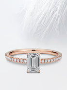 Emerald Cut Moissanite Pave Diamond Engagement Ring For Her