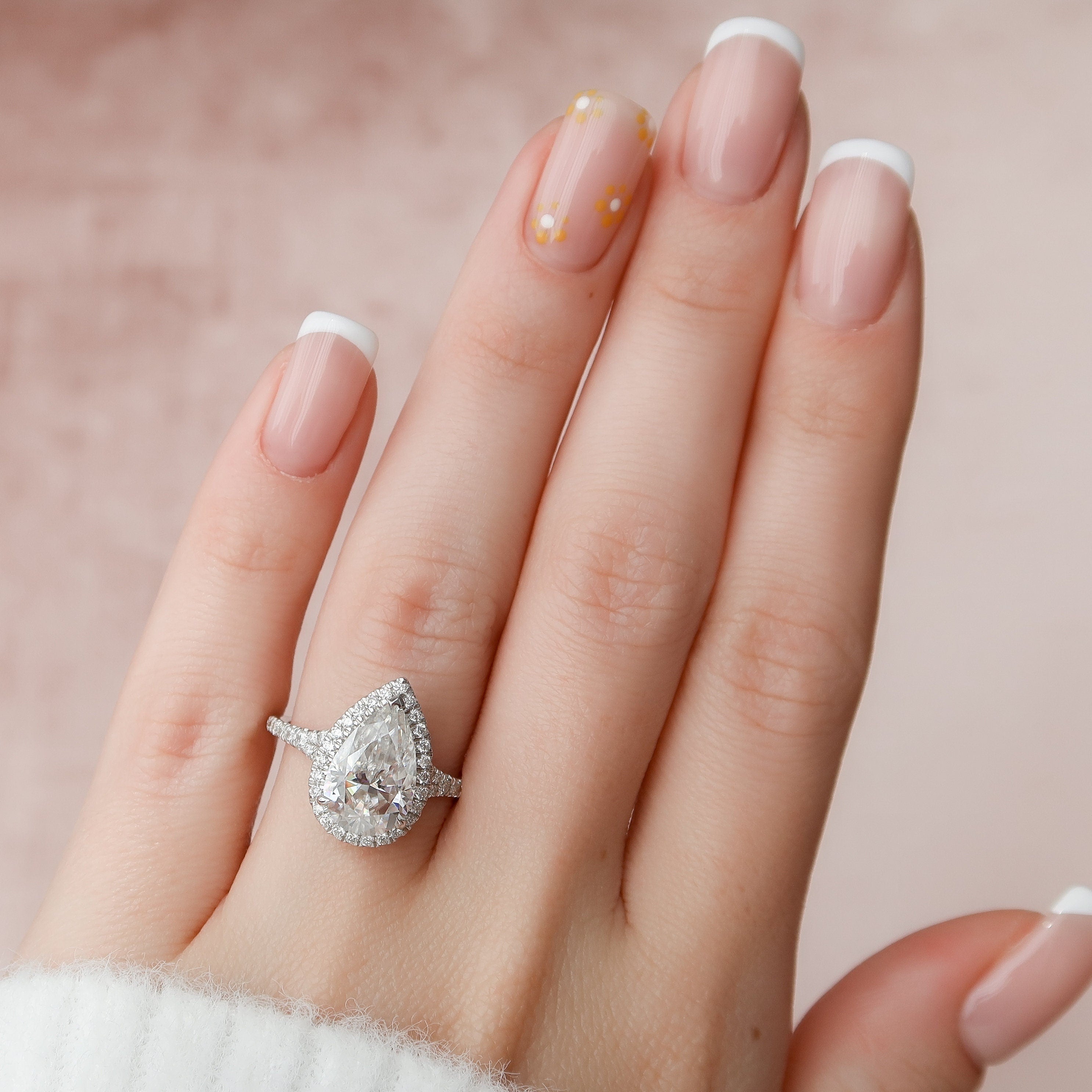 Pear Cut Moissanite Engagement Ring