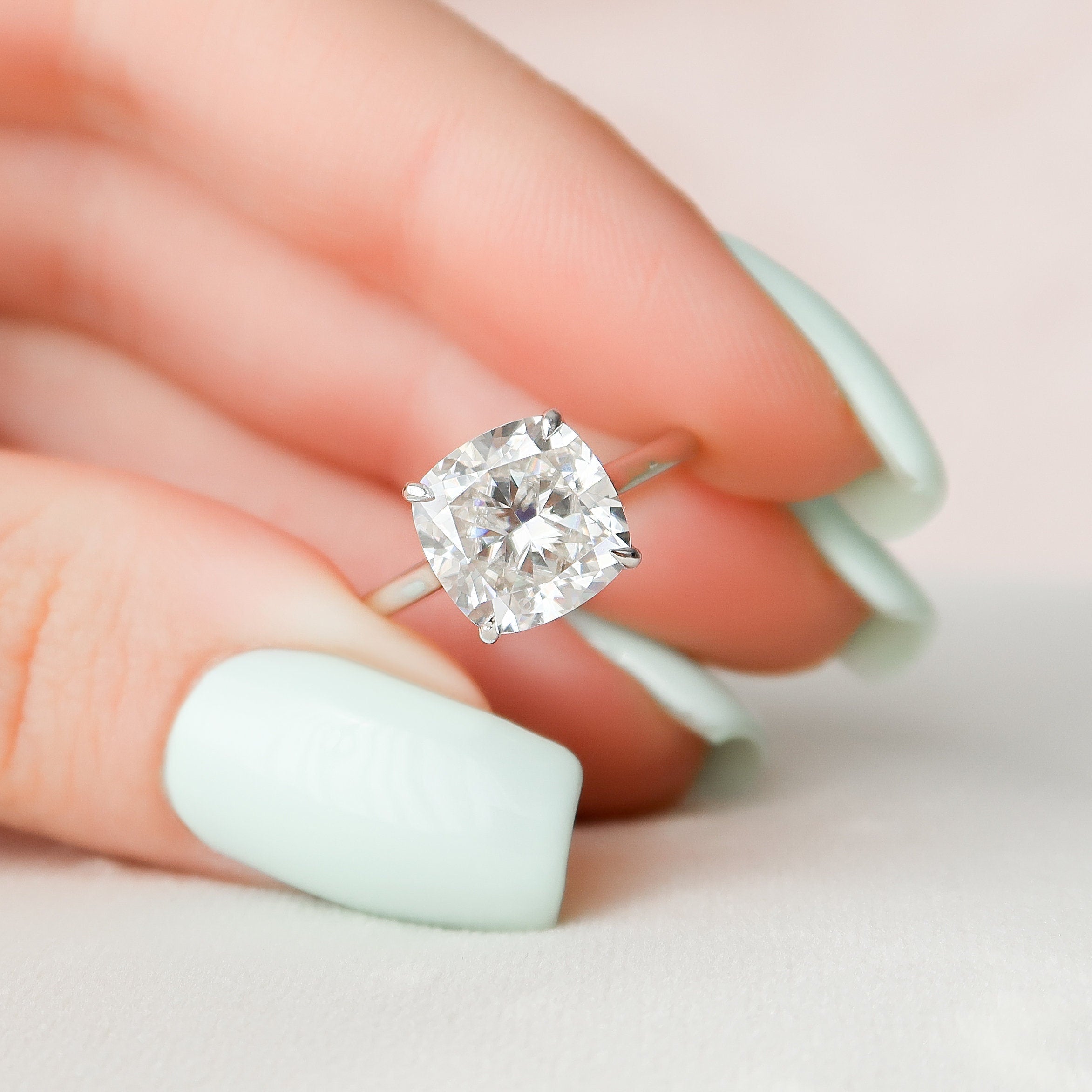 4.0CT Cushion Moissanite Ring