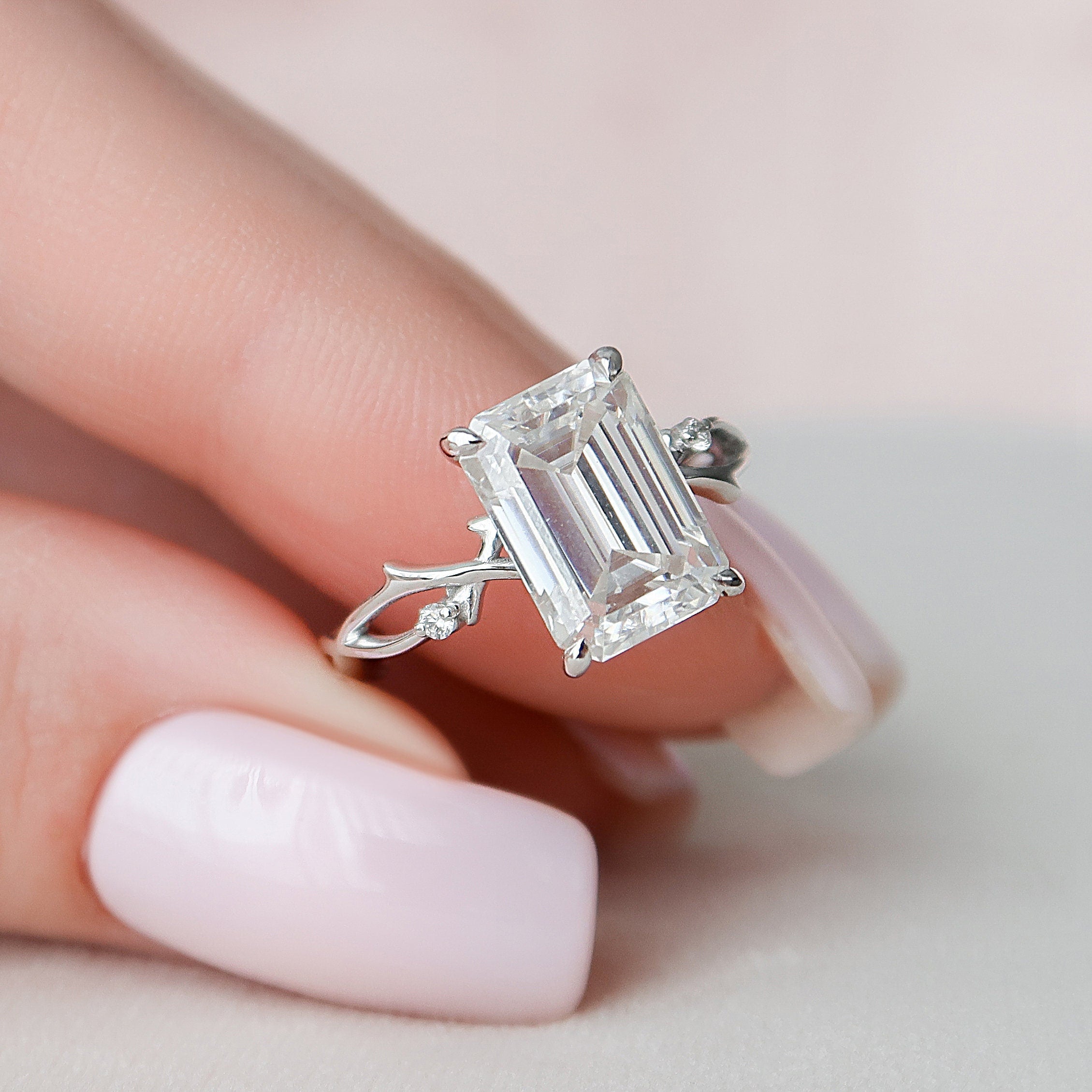 Emerald Cut Moissanite Ring