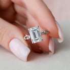 4.0CT Emerald Cut Moissanite Ring