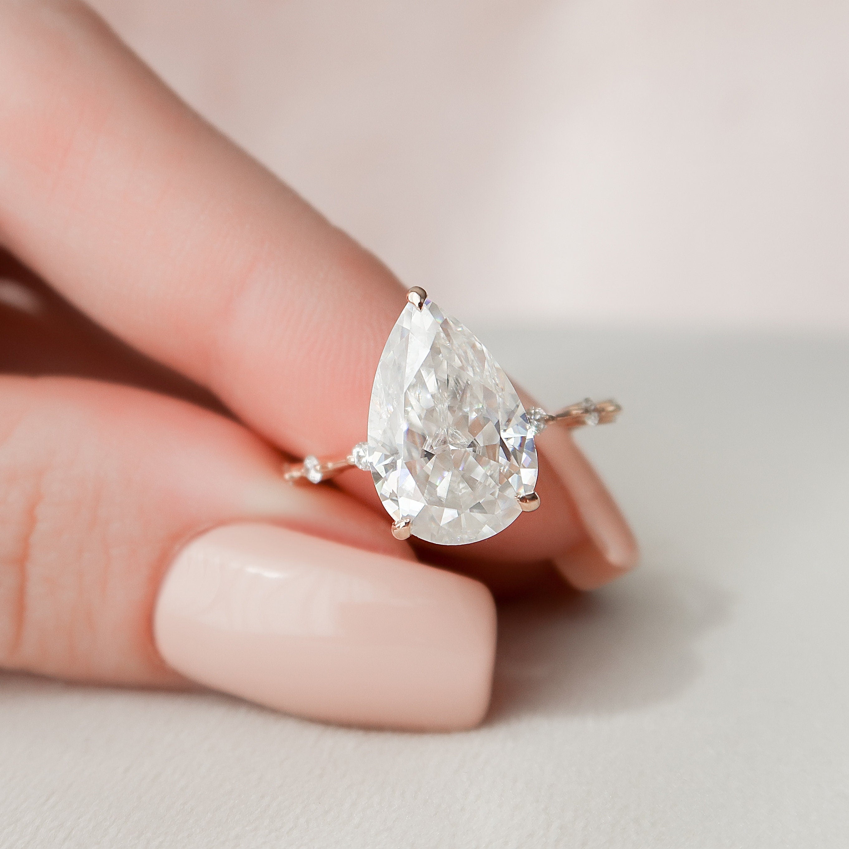 4ct Pear Moissanite Ring