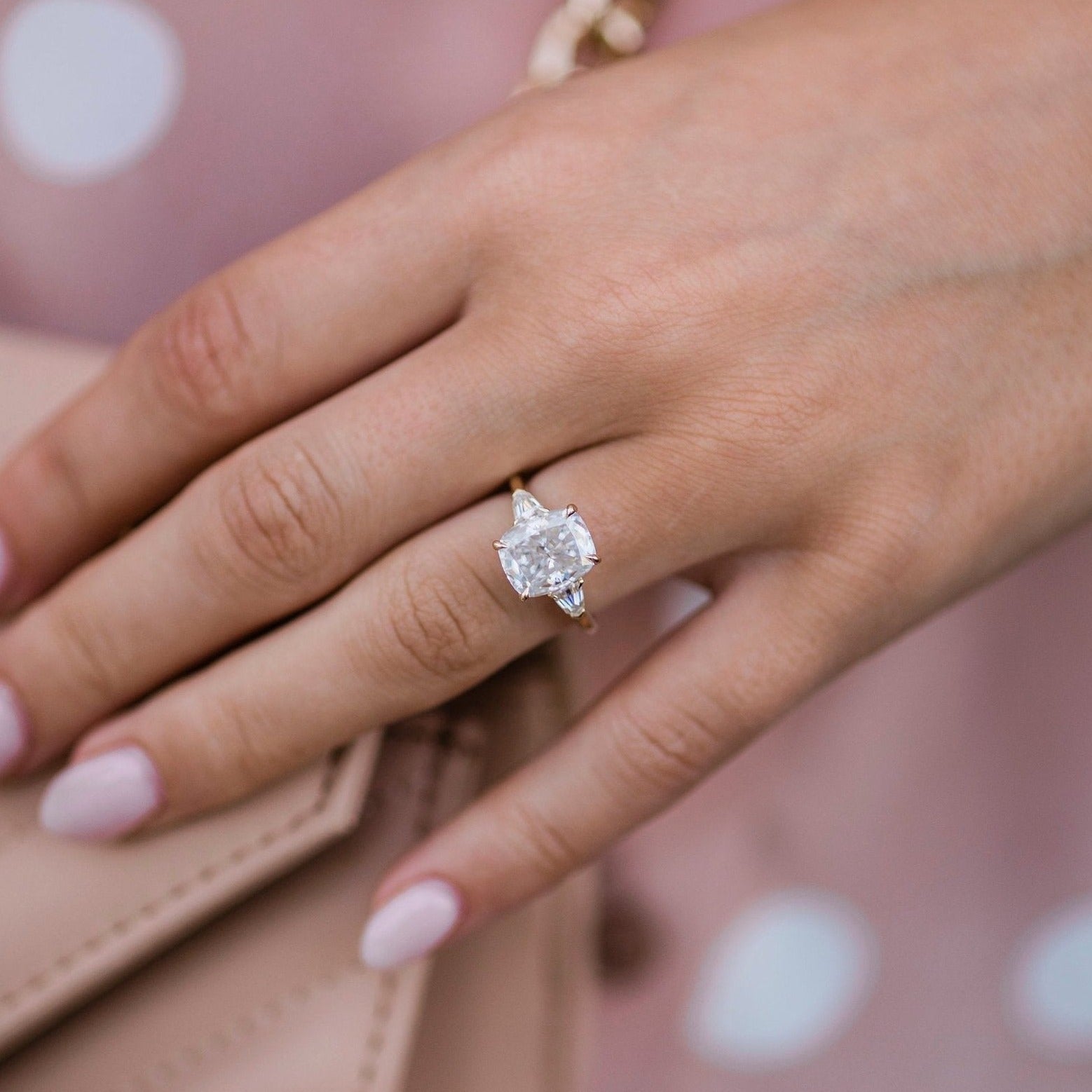 Elongated Cushion Moissanite Ring