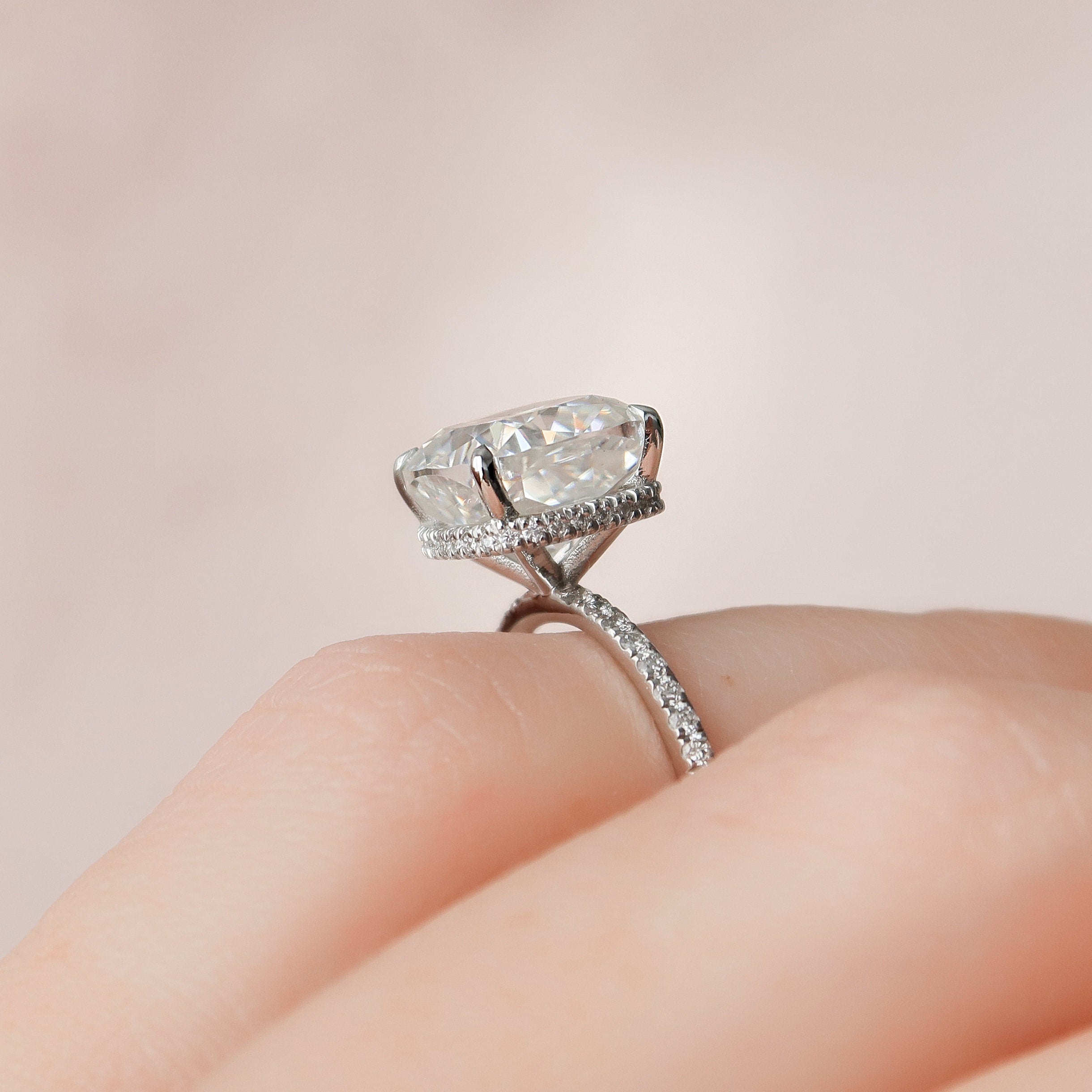 Cushion Hidden Halo Ring