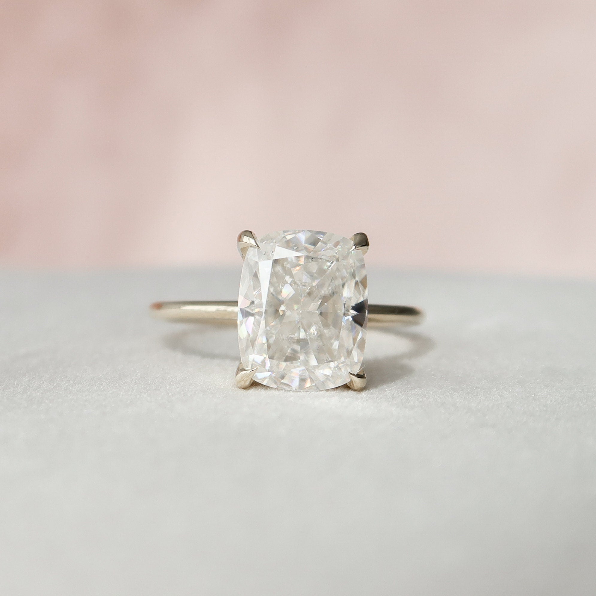 Cushion Cut Moissanite Engagement Ring