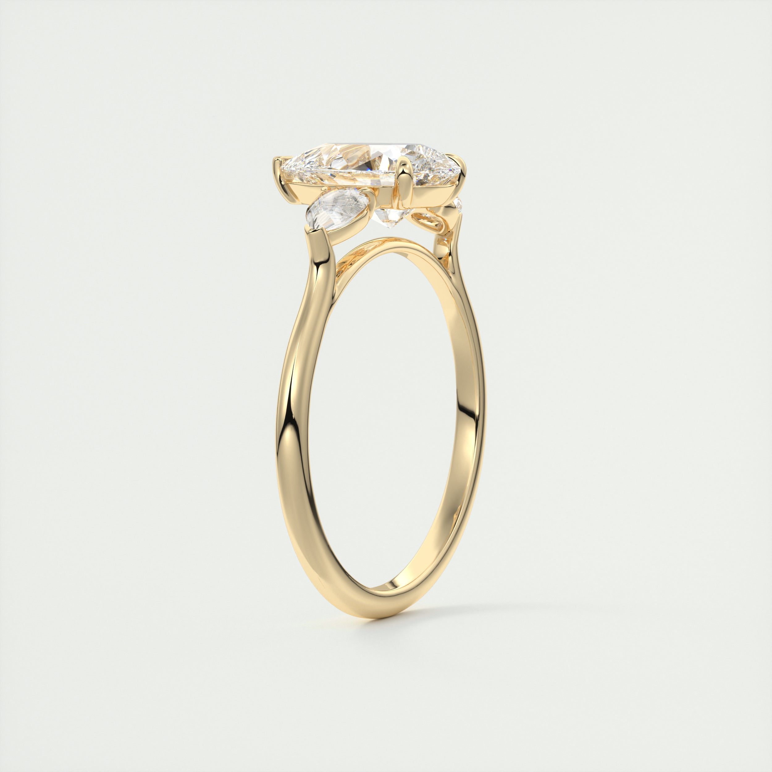 2CT Pear Cathedral Set Moissanite Diamond Solitaire Engagement Ring
