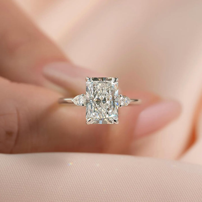 3.0CT Radiant Diamond Three Stone Lab Grown Engagement Ring