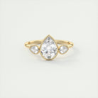 2.0CT Three Stone Pear Bezel Set Moissanite Diamond Engagement Ring