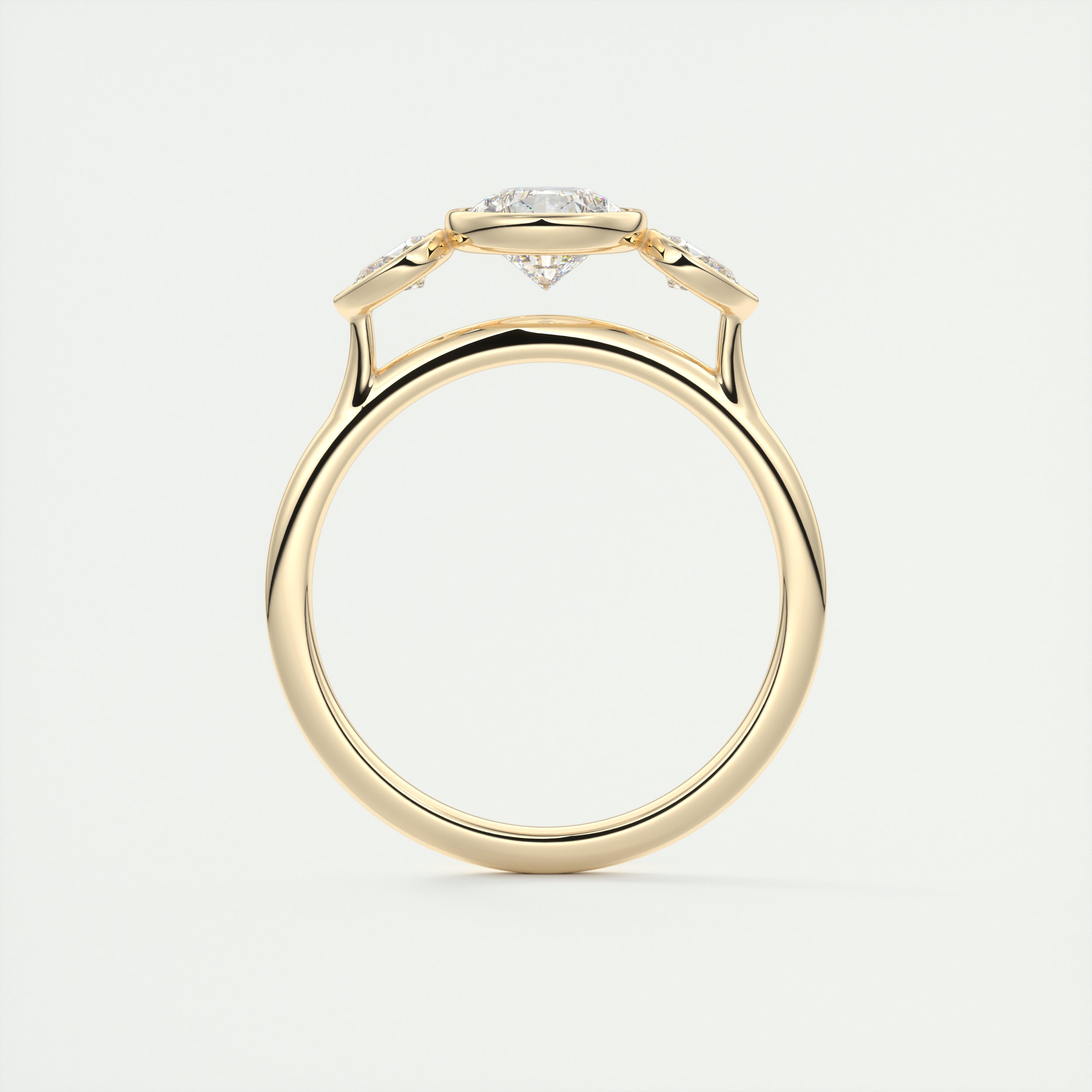 2.0CT Three Stone Pear Bezel Set Moissanite Diamond Engagement Ring