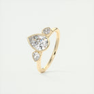 2.0CT Three Stone Pear Bezel Set Moissanite Diamond Engagement Ring
