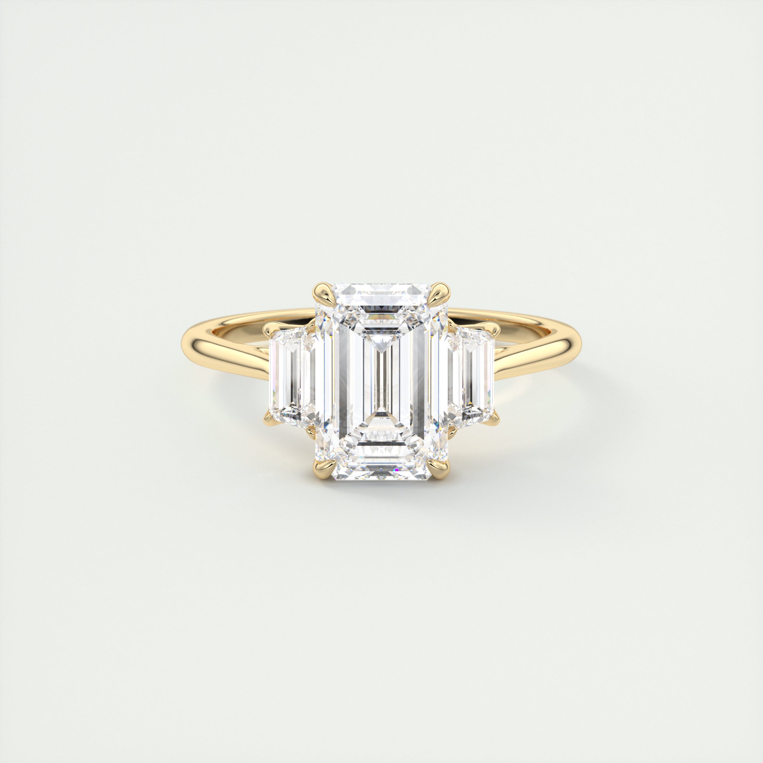 2.0CT Three Stone Emerald Cut Moissanite Diamond Solitaire Engagement Ring