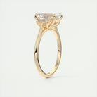 2.0CT Three Stone Emerald Cut Moissanite Diamond Solitaire Engagement Ring