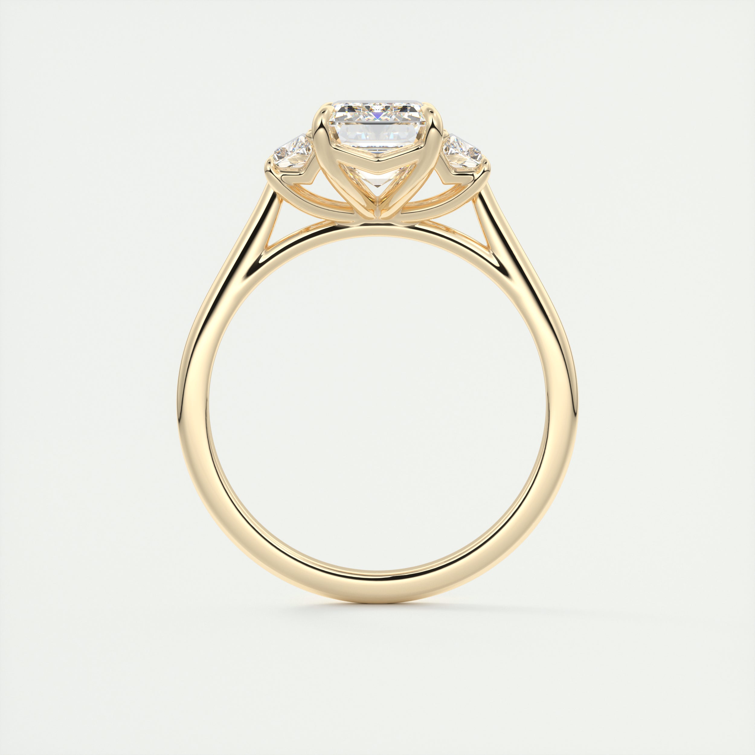 2.0CT Three Stone Emerald Cut Moissanite Diamond Solitaire Engagement Ring