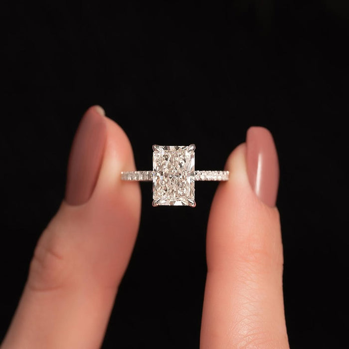 3.50CT Radiant Diamond Pave Setting Lab Grown Engagement Ring