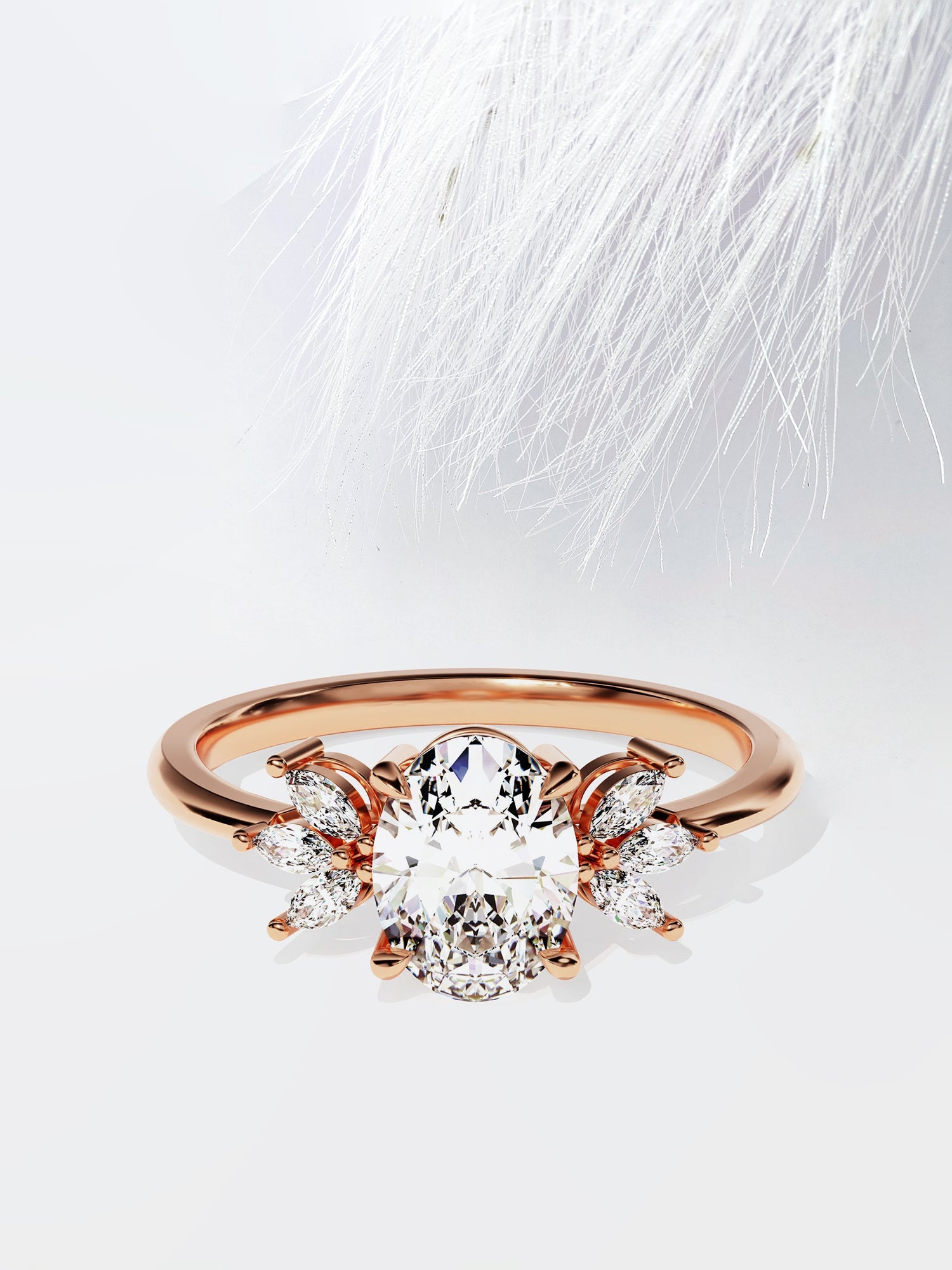 Oval Cut Diamond Cluster Moissanite Engagement Ring For Her