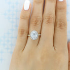 1.93CT Oval Halo Moissanite Diamond Two Tone Engagement Ring