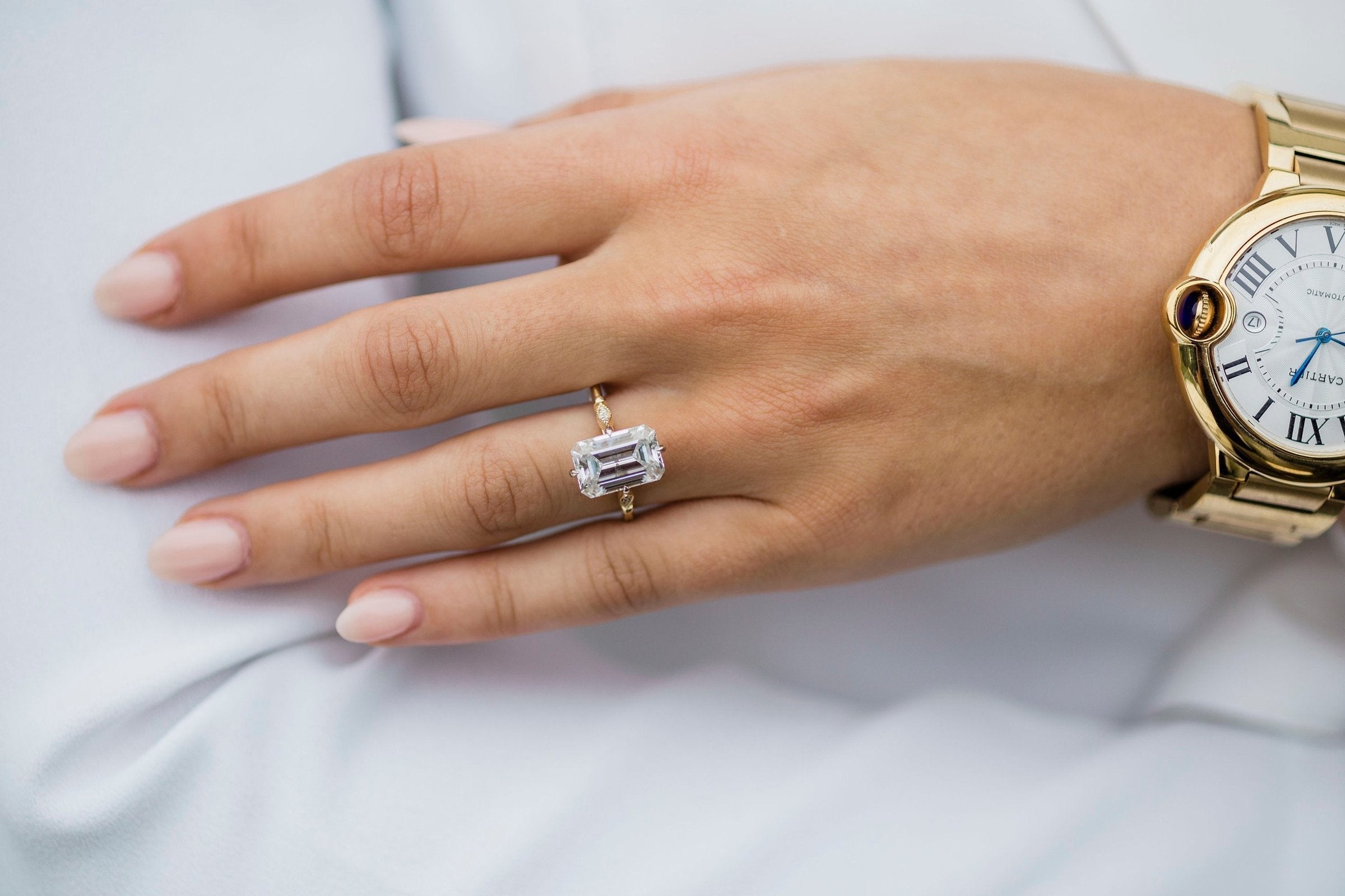 Playful stacking with moissanite