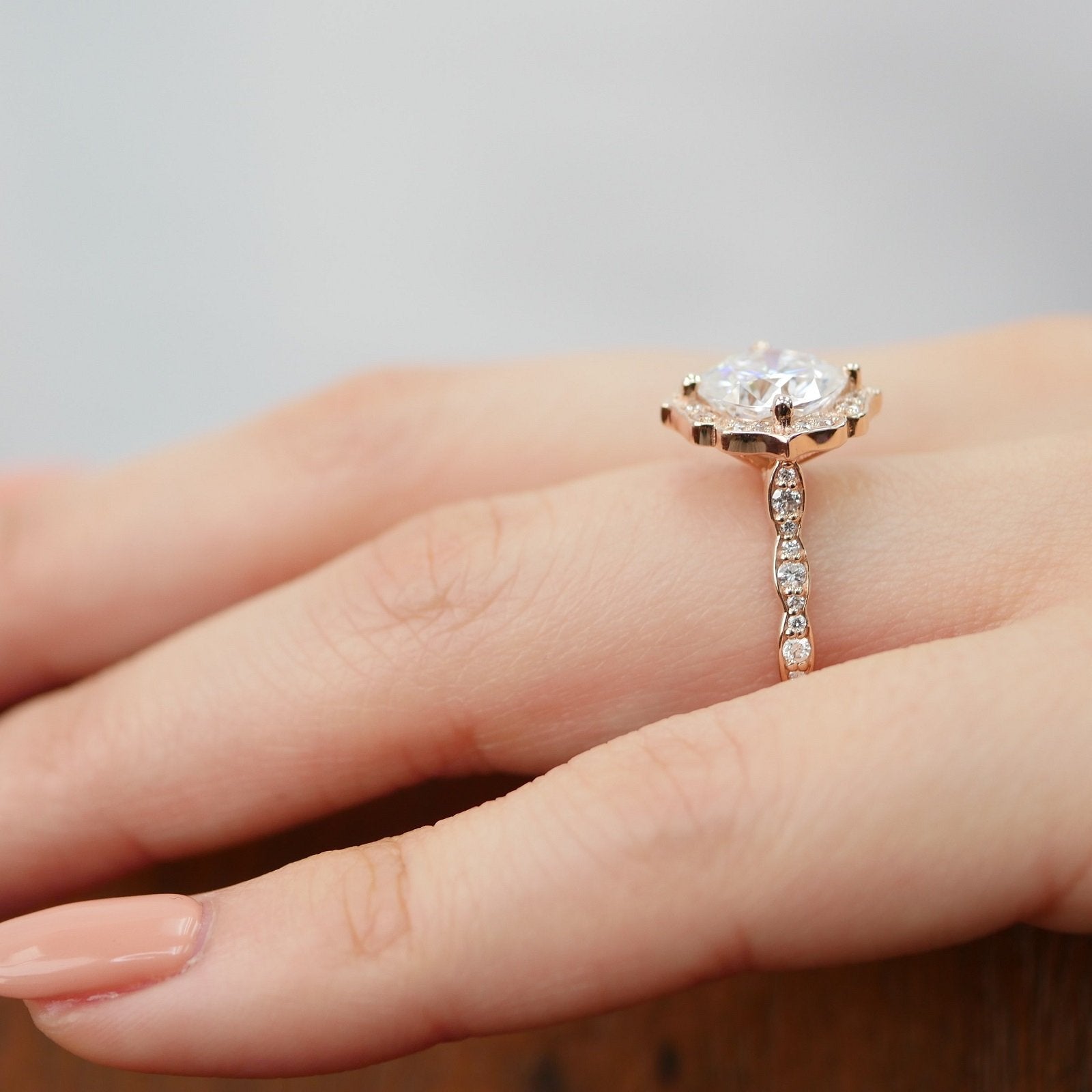 2.30CT Cushion Vintage Halo Moissanite Diamond Engagement Ring For Women
