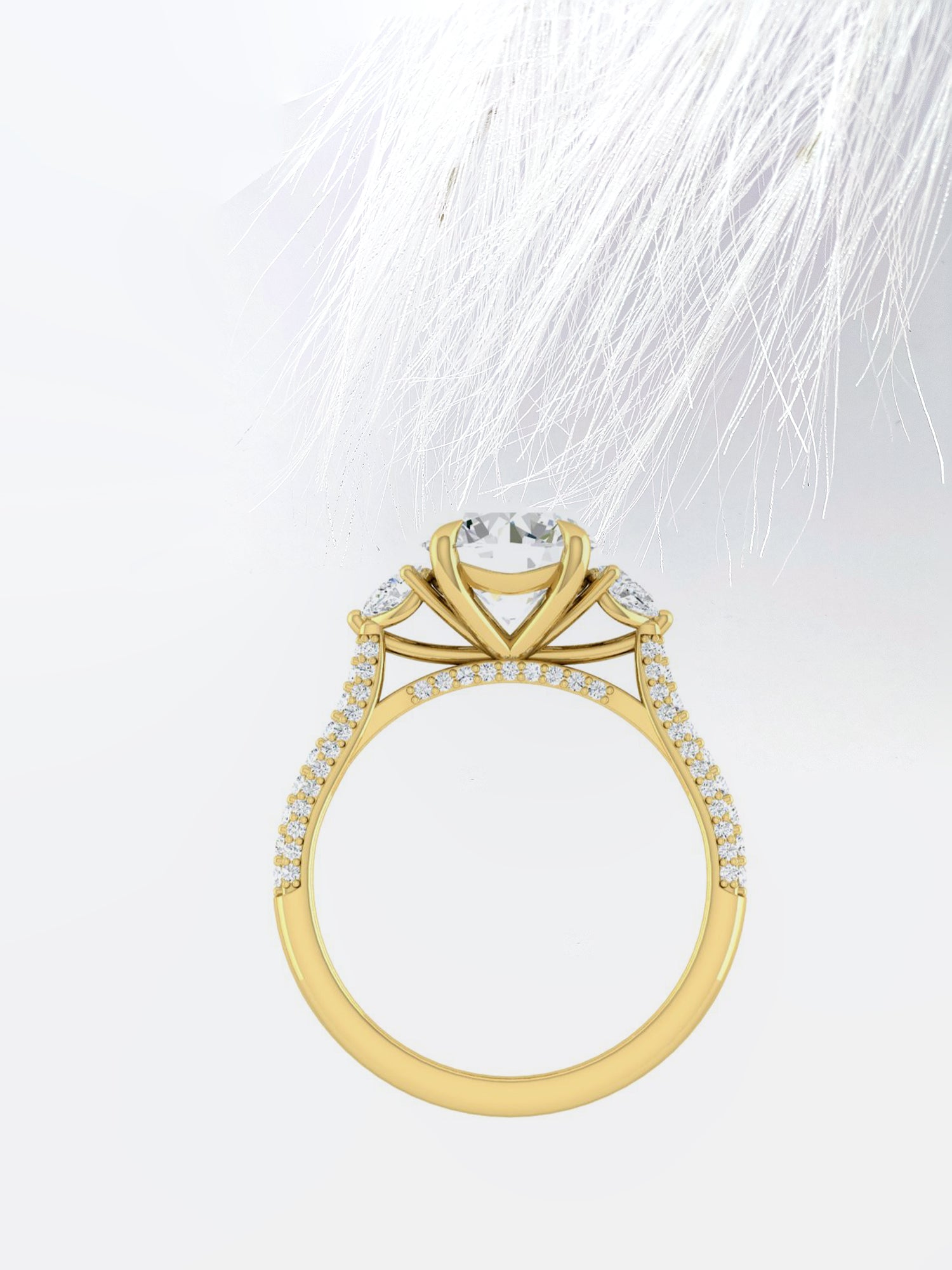 Round Cut Diamond Pave Moissanite Engagement Ring For Women