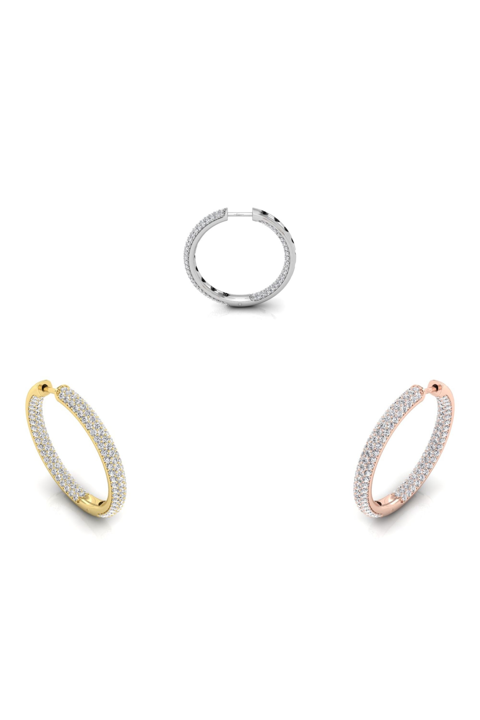  Round Cut Moissanite Diamond Three Side  Hoops Earrings for Her