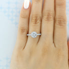 1.0ct Round Halo Moissanite Diamond Pave Engagement Ring For Her In 18K Solid Gold