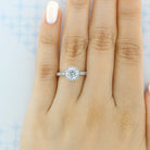 1.0ct Round Halo Moissanite Diamond Four Prong Engagement Ring