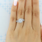 1.0CT Round Halo Moissanite Diamond Double Pave Engagement Ring