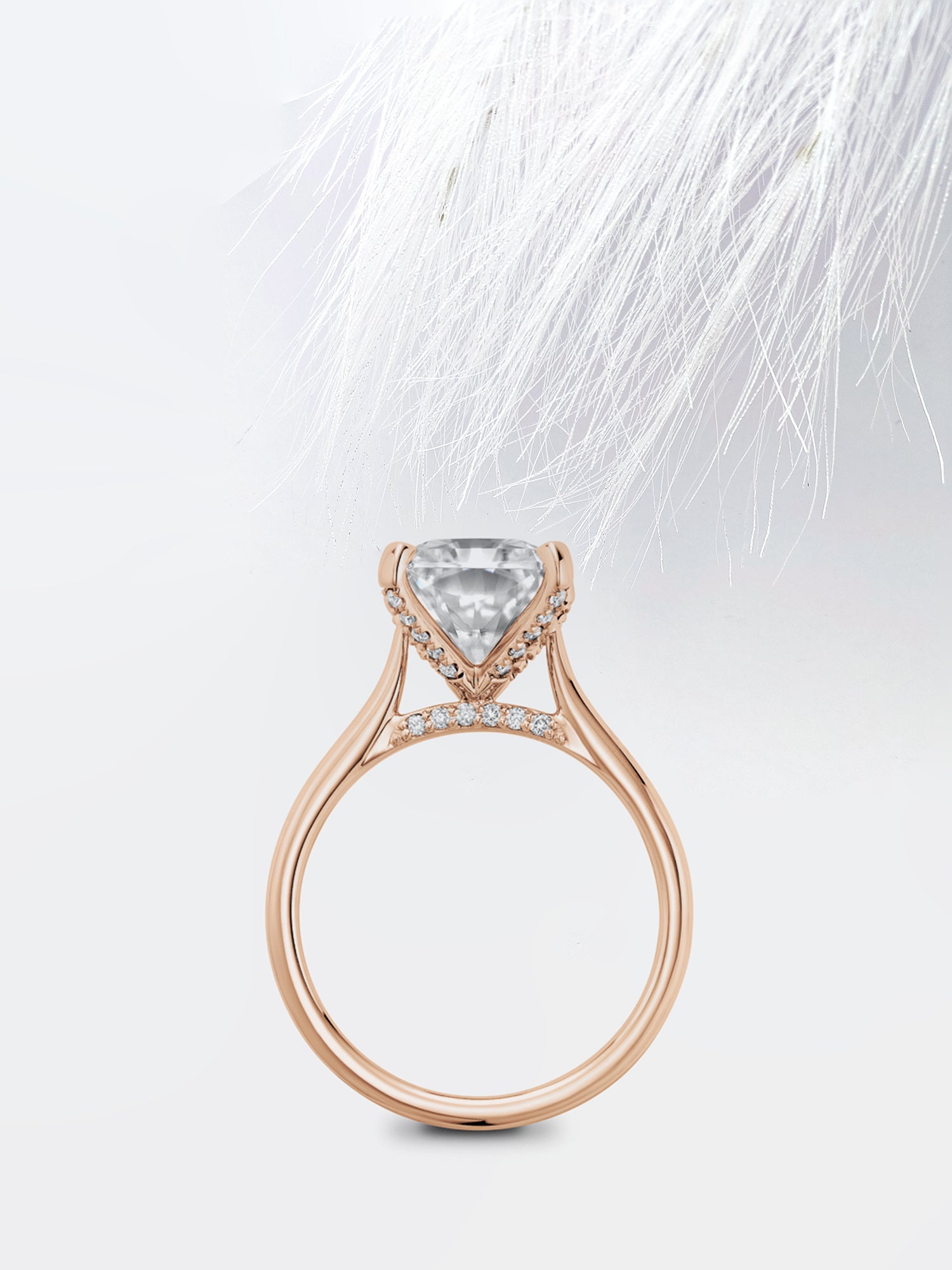 Round Diamond Cathedral Moissanite Engagement Ring For Women