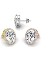 Oval Cut Halo Diamond Moissanite Stud Earrings for Women