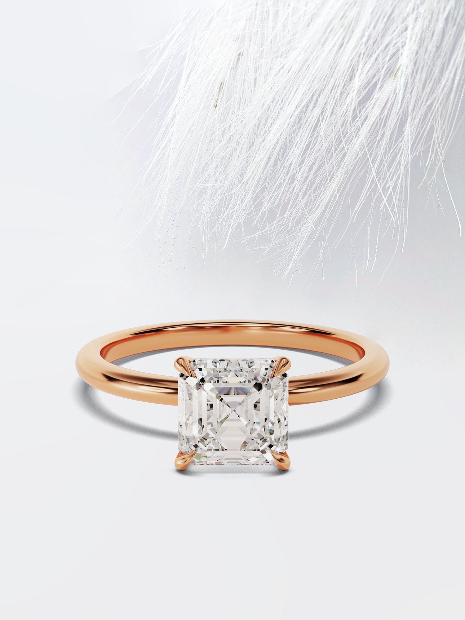 Asscher Cut Moissanite Solitaire Engagement Ring For Women