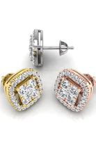 vRound Cut Halo Moissanite Diamond Stud Earrings for Women