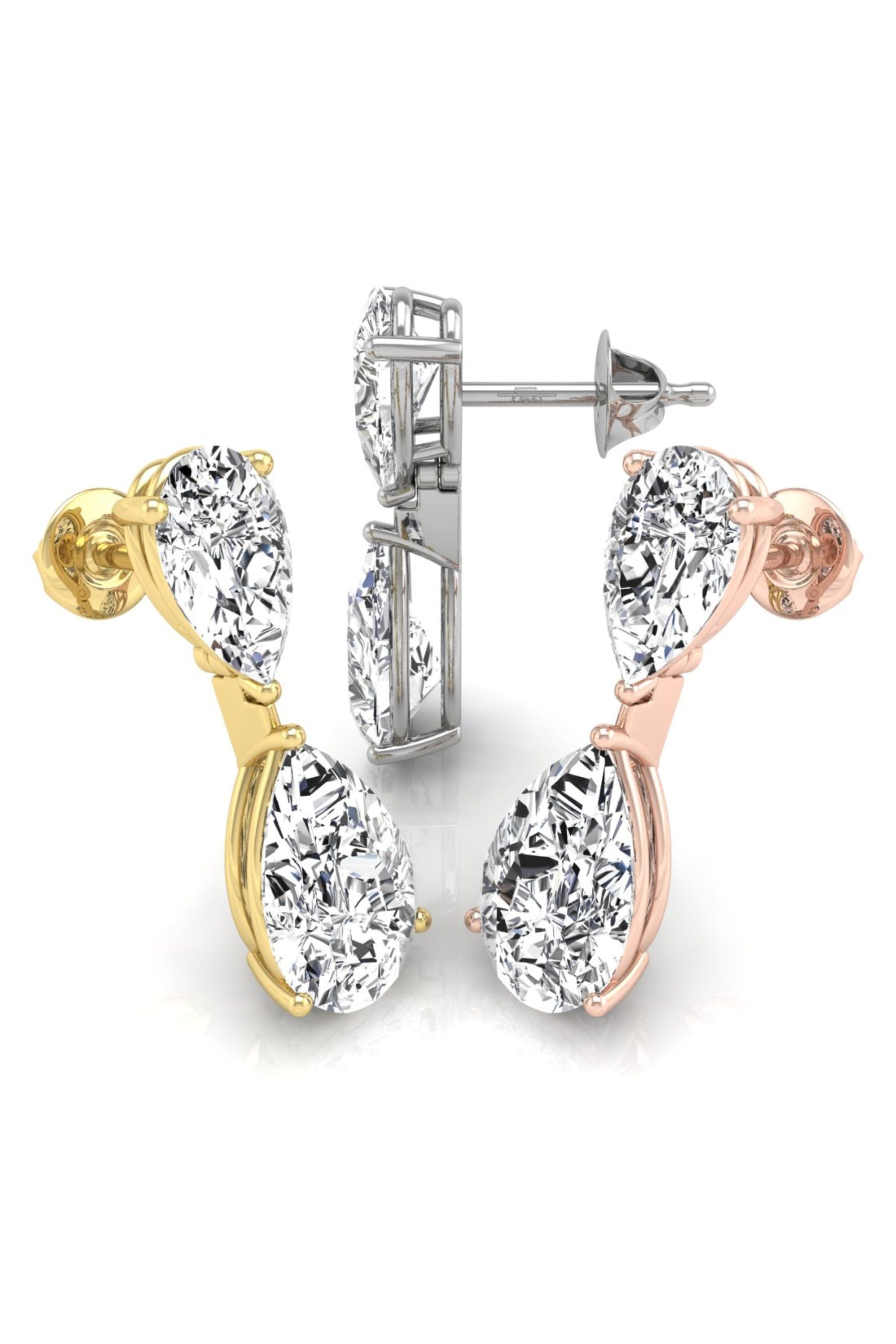 Pear Cut Moissanite Two Stone Diamond Earrings for Her