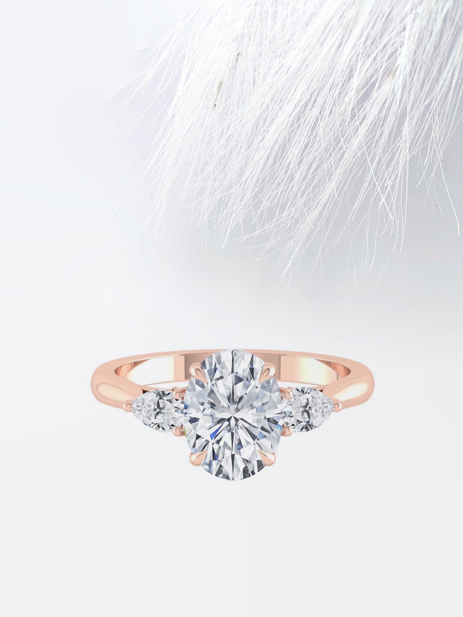 Three Stone Diamond Oval Cut Moissanite Engagement Ring For Her