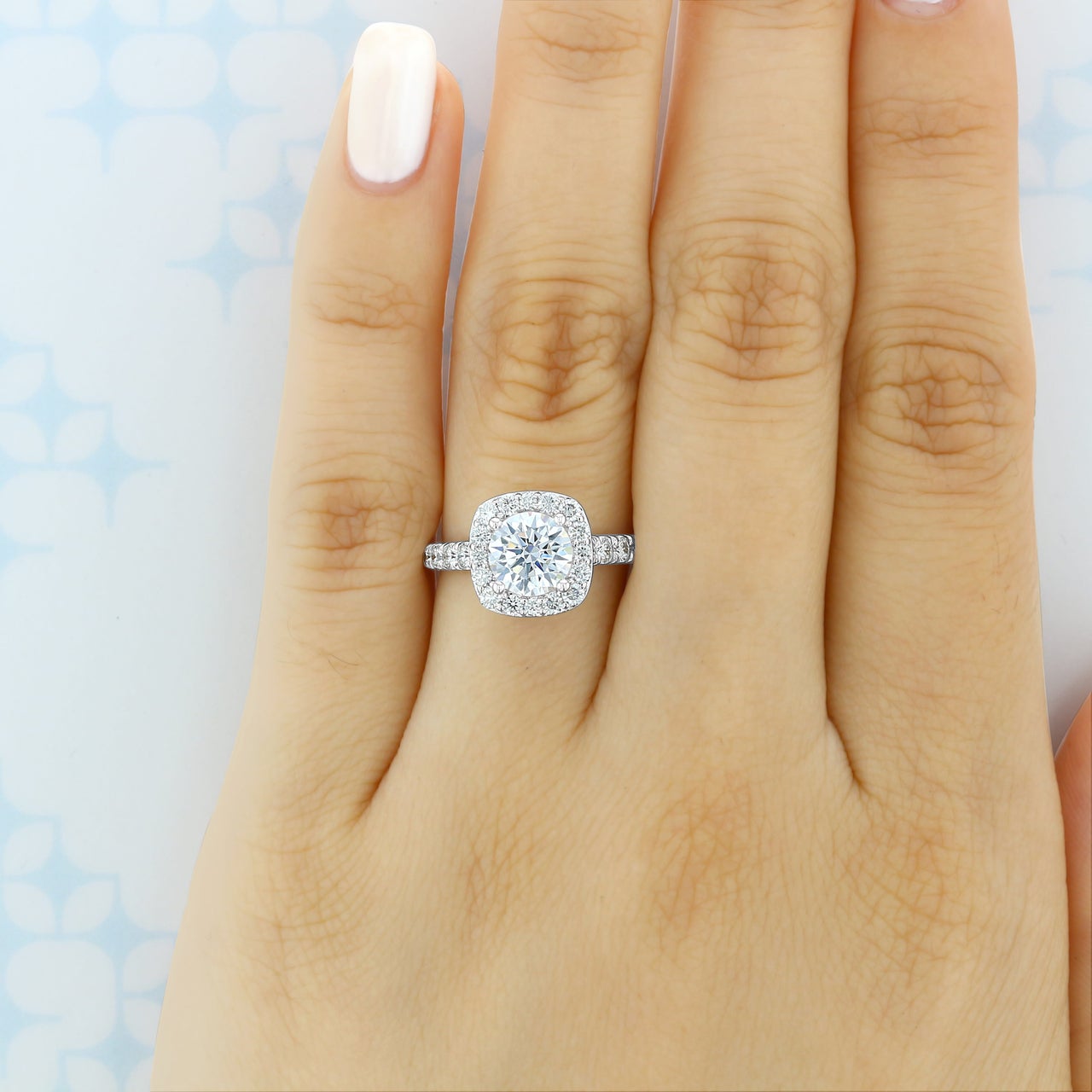1.20CT Round Halo Moissanite Diamond Pave Engagement Ring For Her 