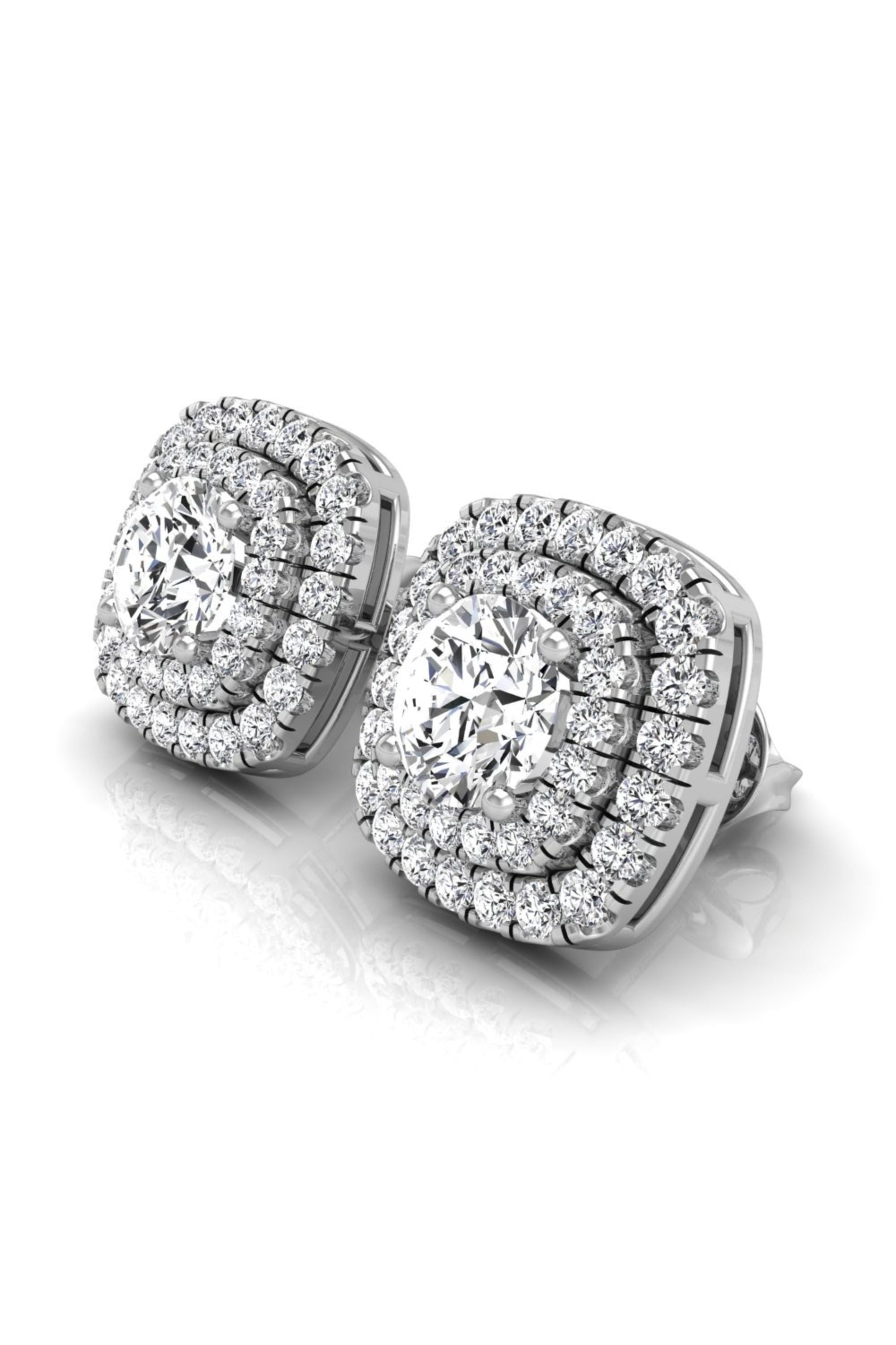 Round Cut Double Halo Moissanite Diamond Earrings for Women