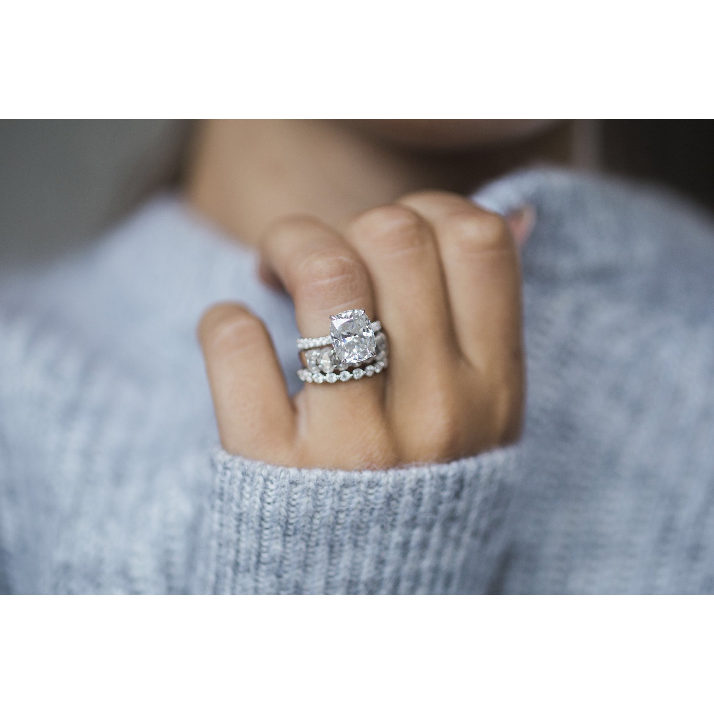 Elongated Cushion Moissanite Ring