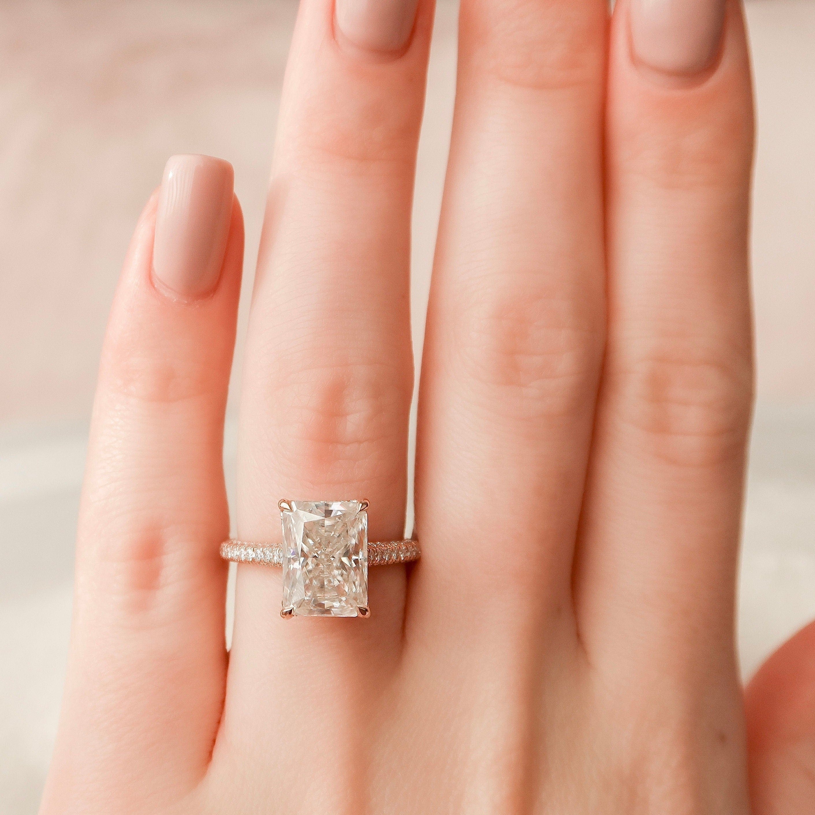 Radiant Cut Moissanite Engagement Ring