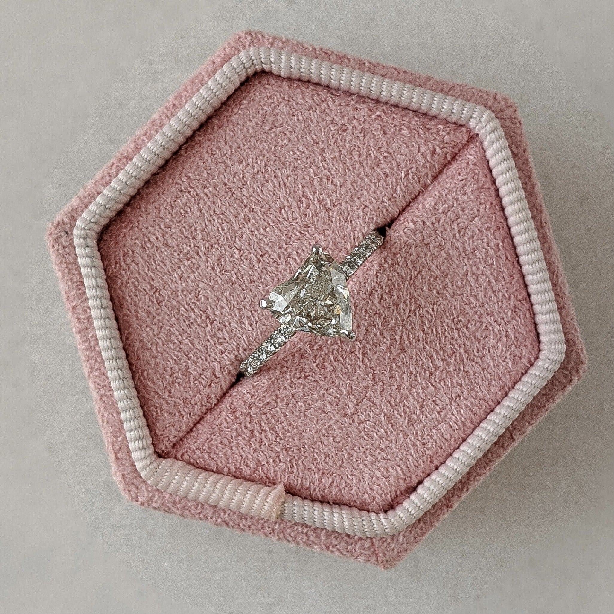 1.09CT Heart Pave Moissanite Diamond Three Prong Engagement Ring