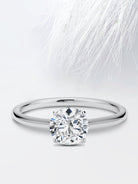 Round Diamond Cathedral Moissanite Engagement Ring For Women