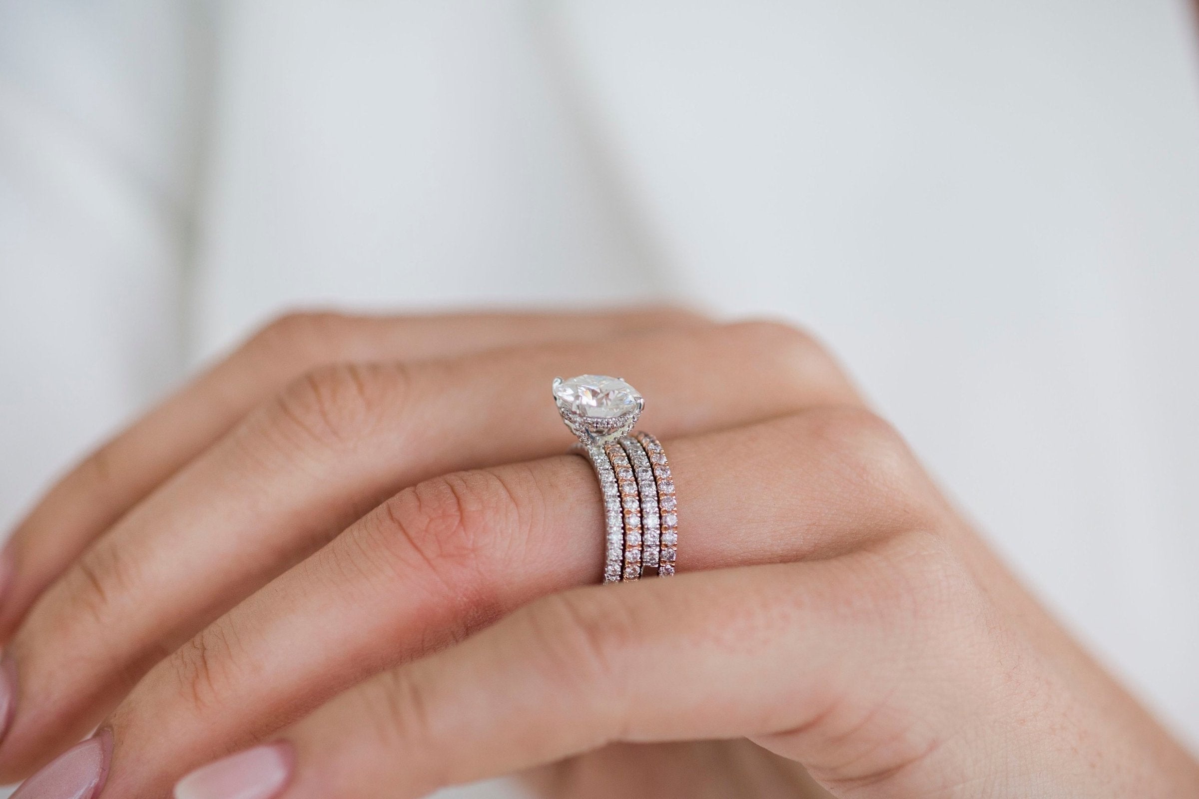 Industrial style moissanite rings