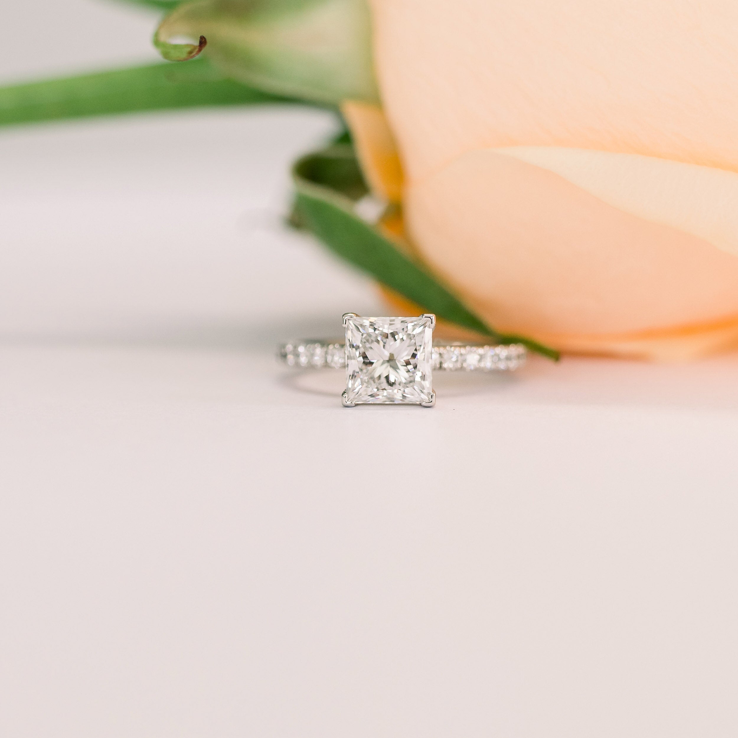 Moissanite diamond emerald cut pendant necklace