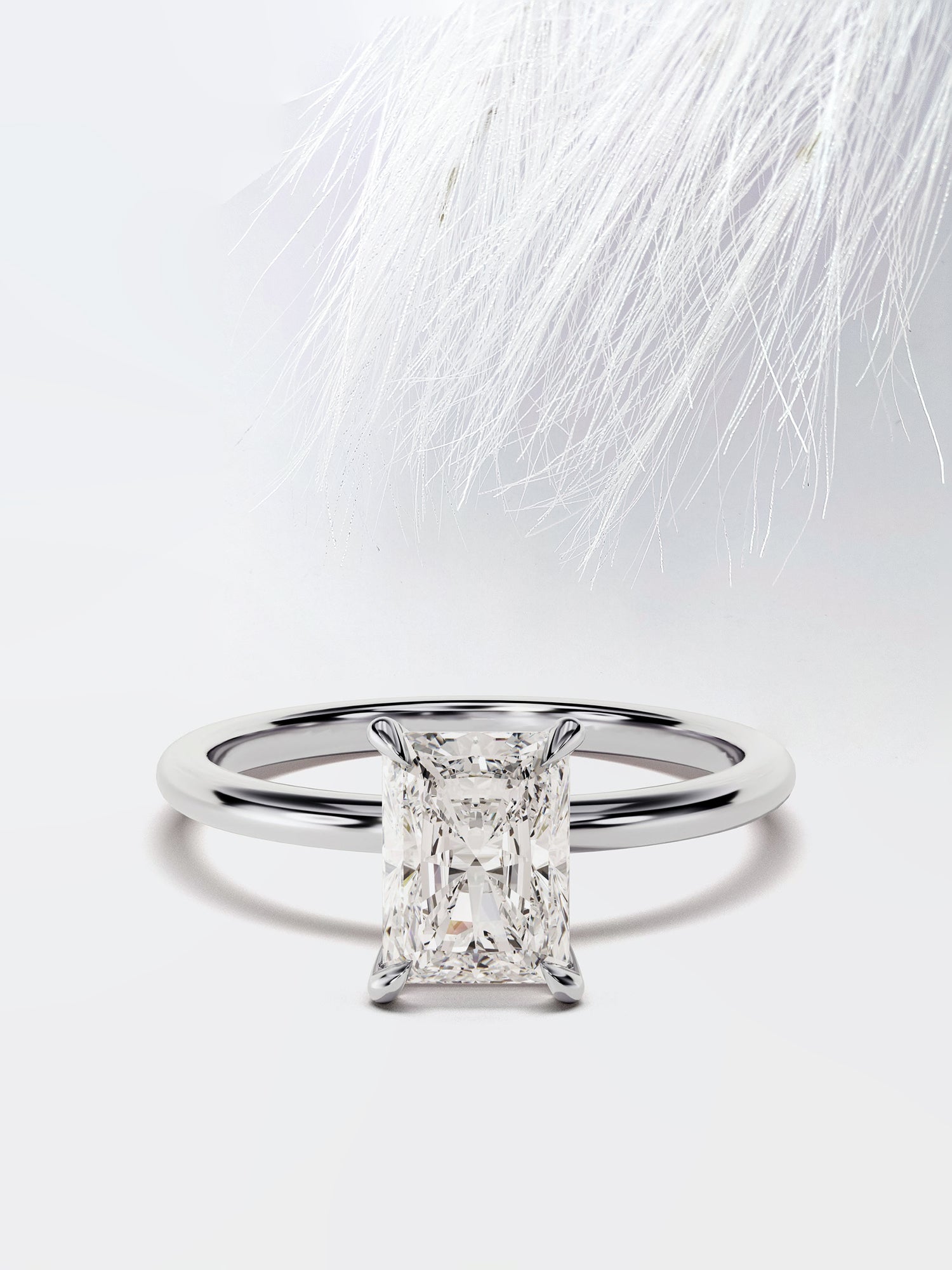 Radiant Cut Moissanite Solitaire Diamond Engagement Ring