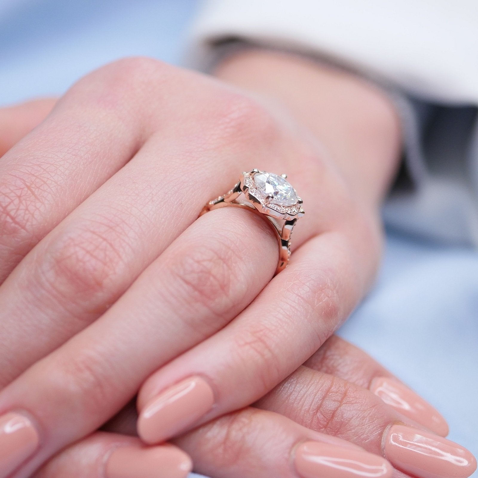 2.30CT Cushion Vintage Halo Moissanite Diamond Engagement Ring For Women