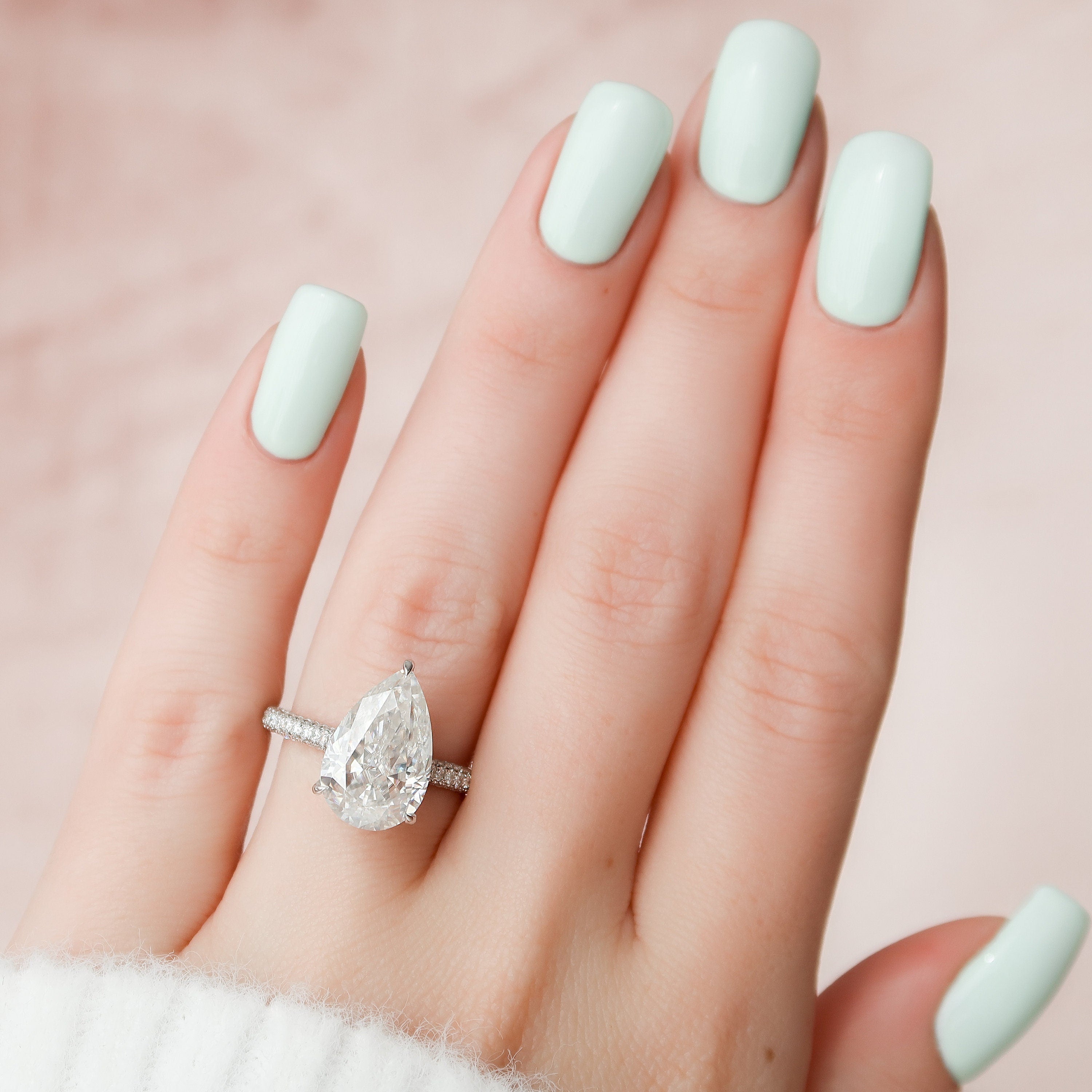 Pear Cut Moissanite Engagement Ring